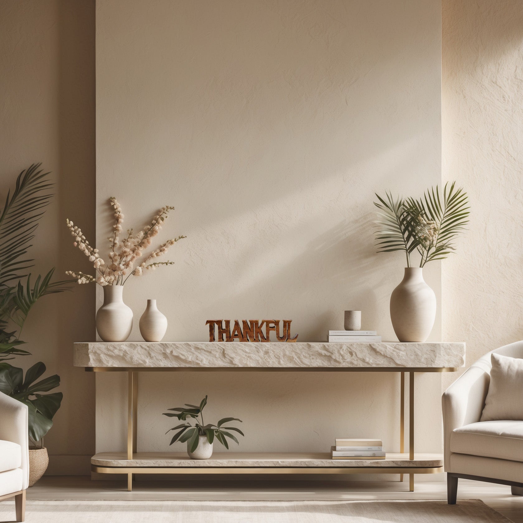 Thankful Wooden Sculpture – Hand-Carved Gift of Gratitude | Decozen Luxe, Gift for Mom