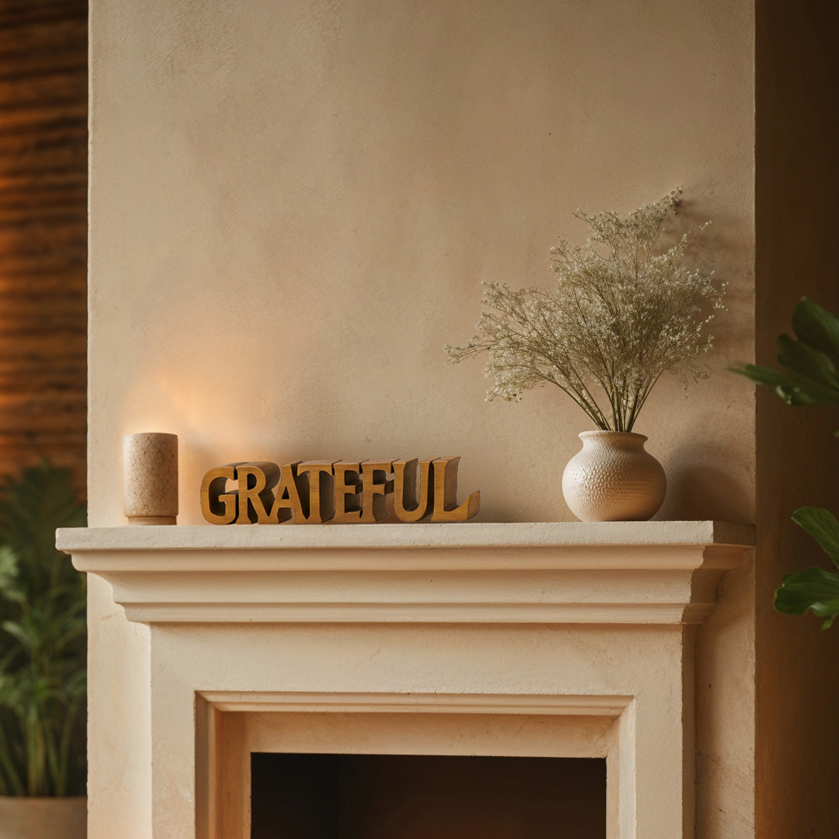 Gratitude Bloom – Hand-Carved Wooden Sculpture, Elegant Decorative Home Art, Gift for Mom