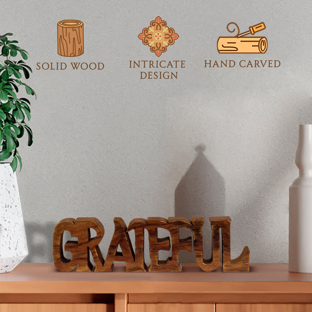 Gratitude Bloom – Hand-Carved Wooden Sculpture, Elegant Decorative Home Art, Gift for Mom