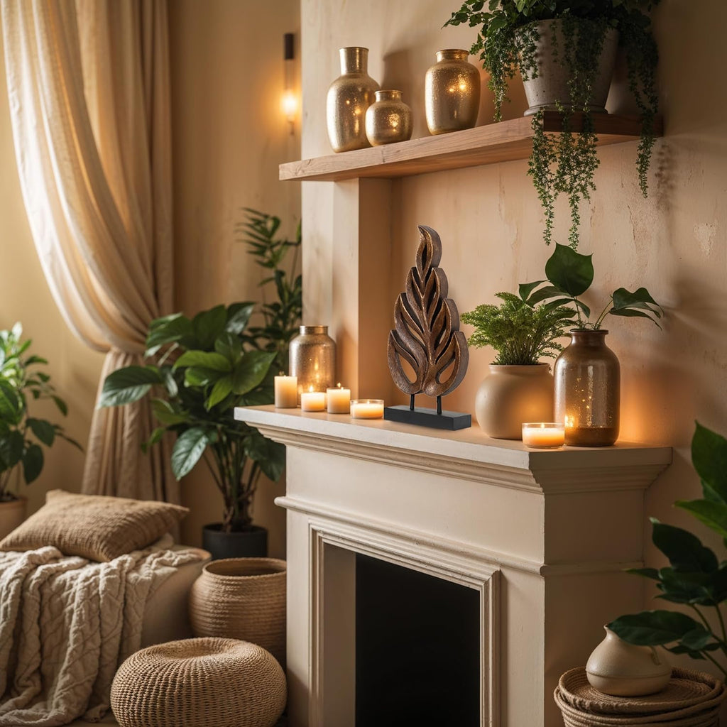 Madilyn Leaf – Hand-Carved Wooden Sculpture, Artistic Home Décor