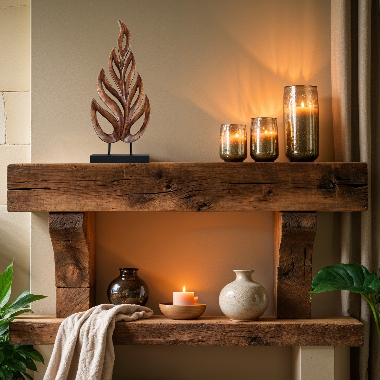 Madilyn Leaf – Hand-Carved Wooden Sculpture, Artistic Home Décor