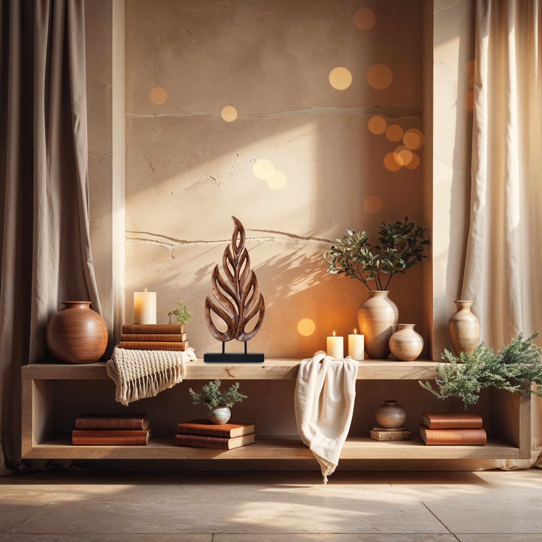 Madilyn Leaf – Hand-Carved Wooden Sculpture, Artistic Home Décor