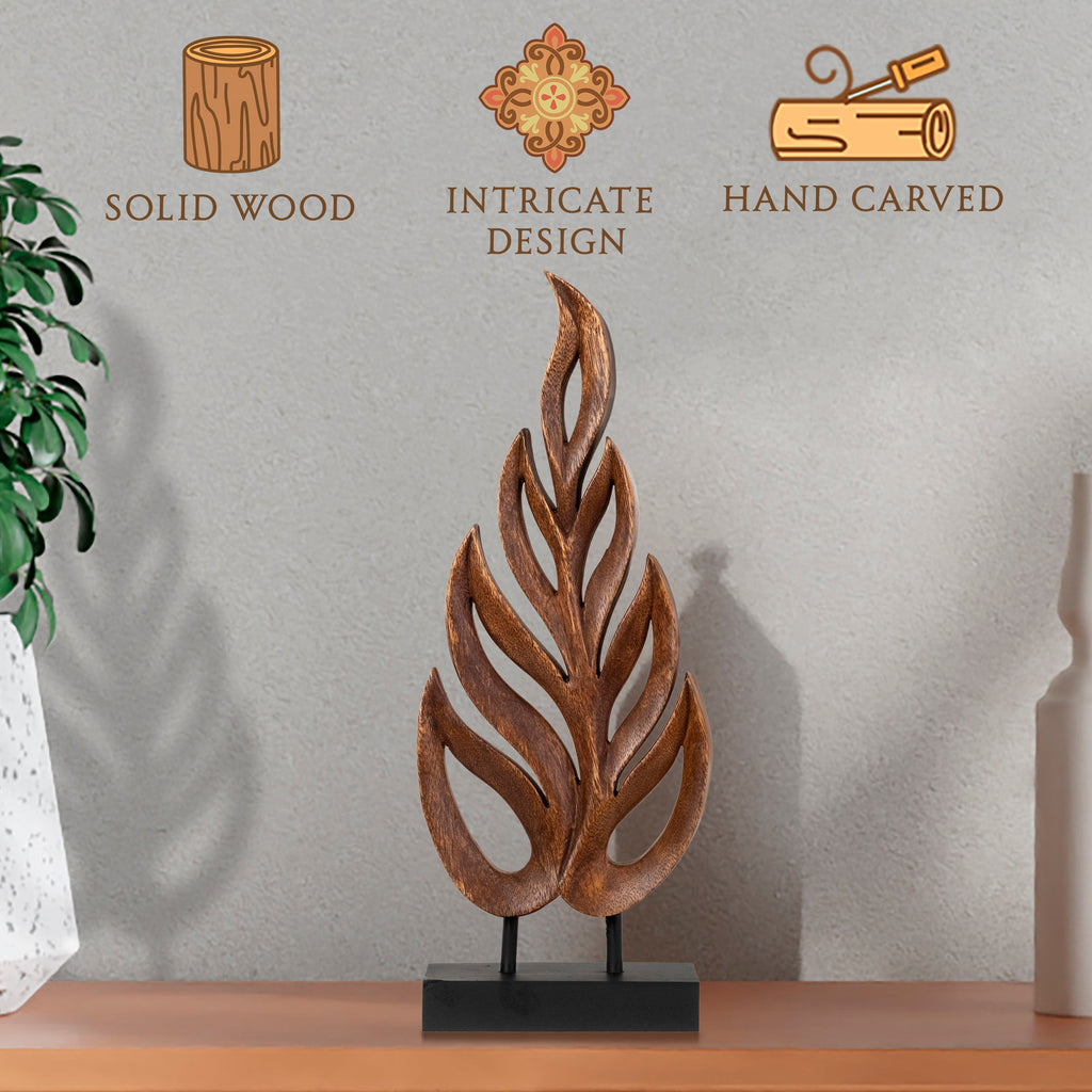Madilyn Leaf – Hand-Carved Wooden Sculpture, Artistic Home Décor