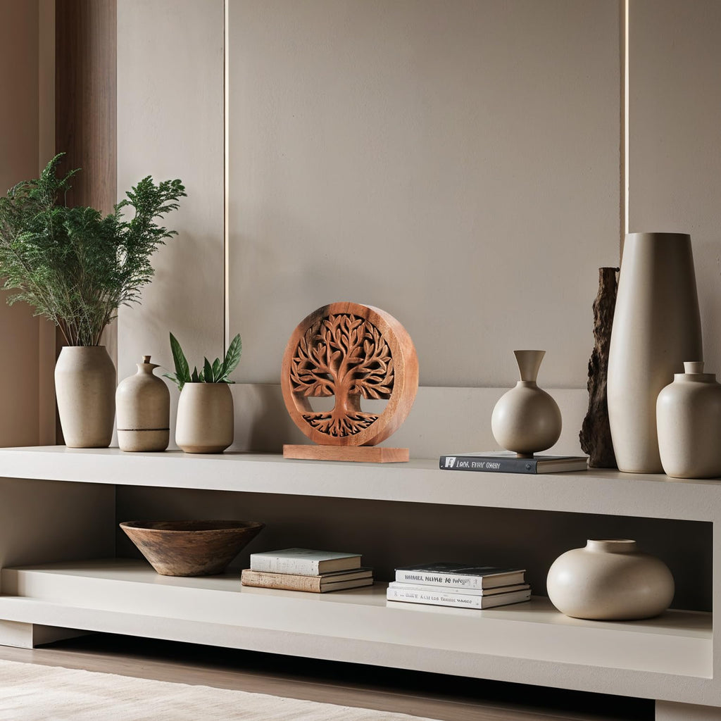 Cloverly Tree of Life Wooden Sculpture(Medium) – Handmade Decorative Art | Decozen Luxe, Gift for Mom