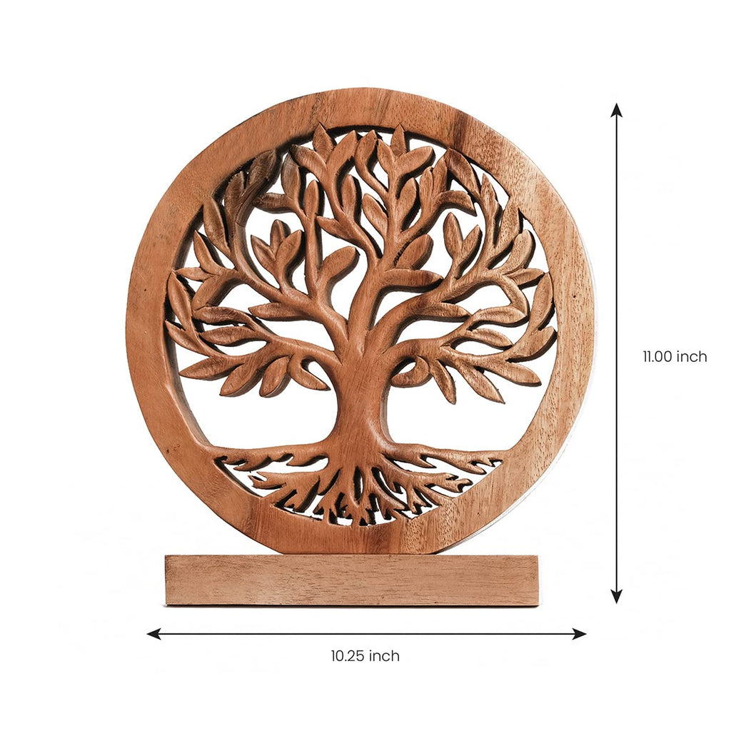 Cloverly Tree of Life Wooden Sculpture(Medium) – Handmade Decorative Art | Decozen Luxe, Gift for Mom