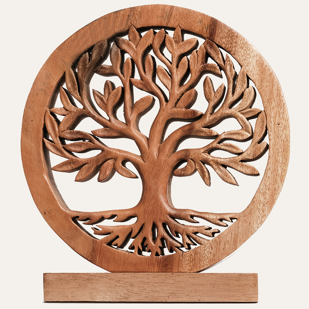 Cloverly Tree of Life Wooden Sculpture(Medium) – Handmade Decorative Art | Decozen Luxe, Gift for Mom