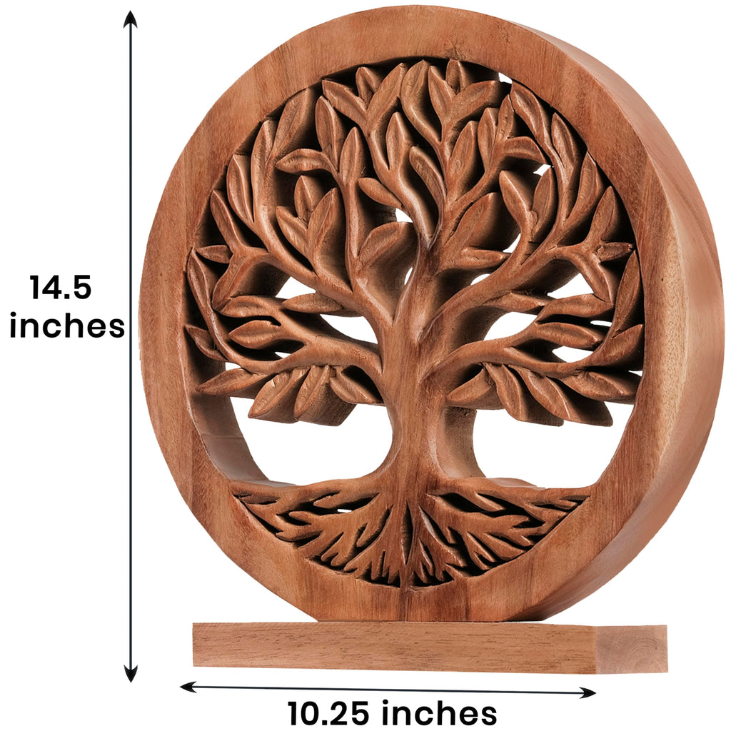 Sacred Roots – Hand-Carved Tree of Life Wooden Sculpture(Large), Artistic Home Décor, Gift for Mom