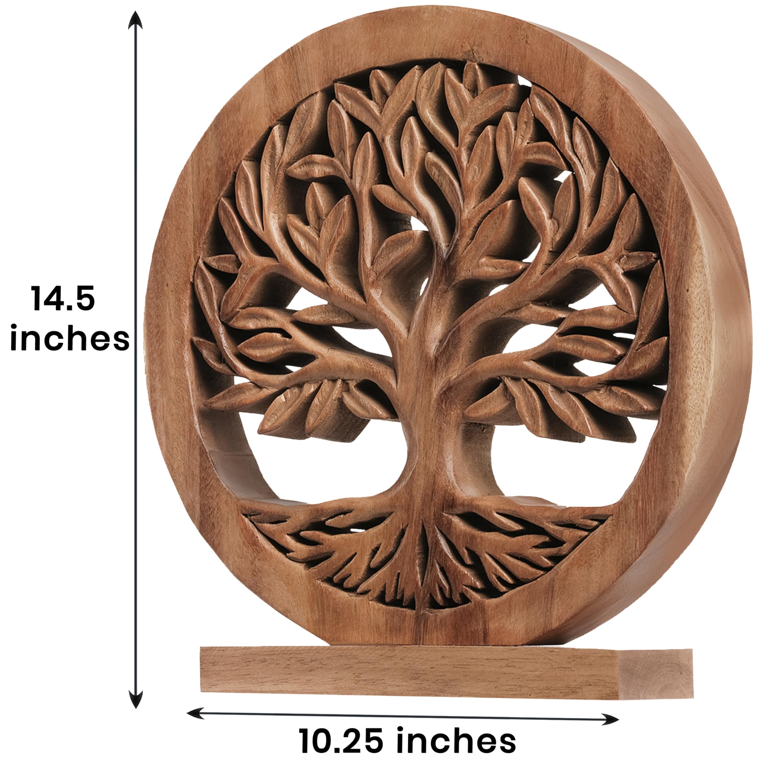 Sacred Roots – Hand-Carved Tree of Life Wooden Sculpture(Large), Artistic Home Décor, Gift for Mom