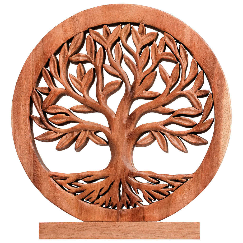 Sacred Roots – Hand-Carved Tree of Life Wooden Sculpture(Large), Artistic Home Décor, Gift for Mom