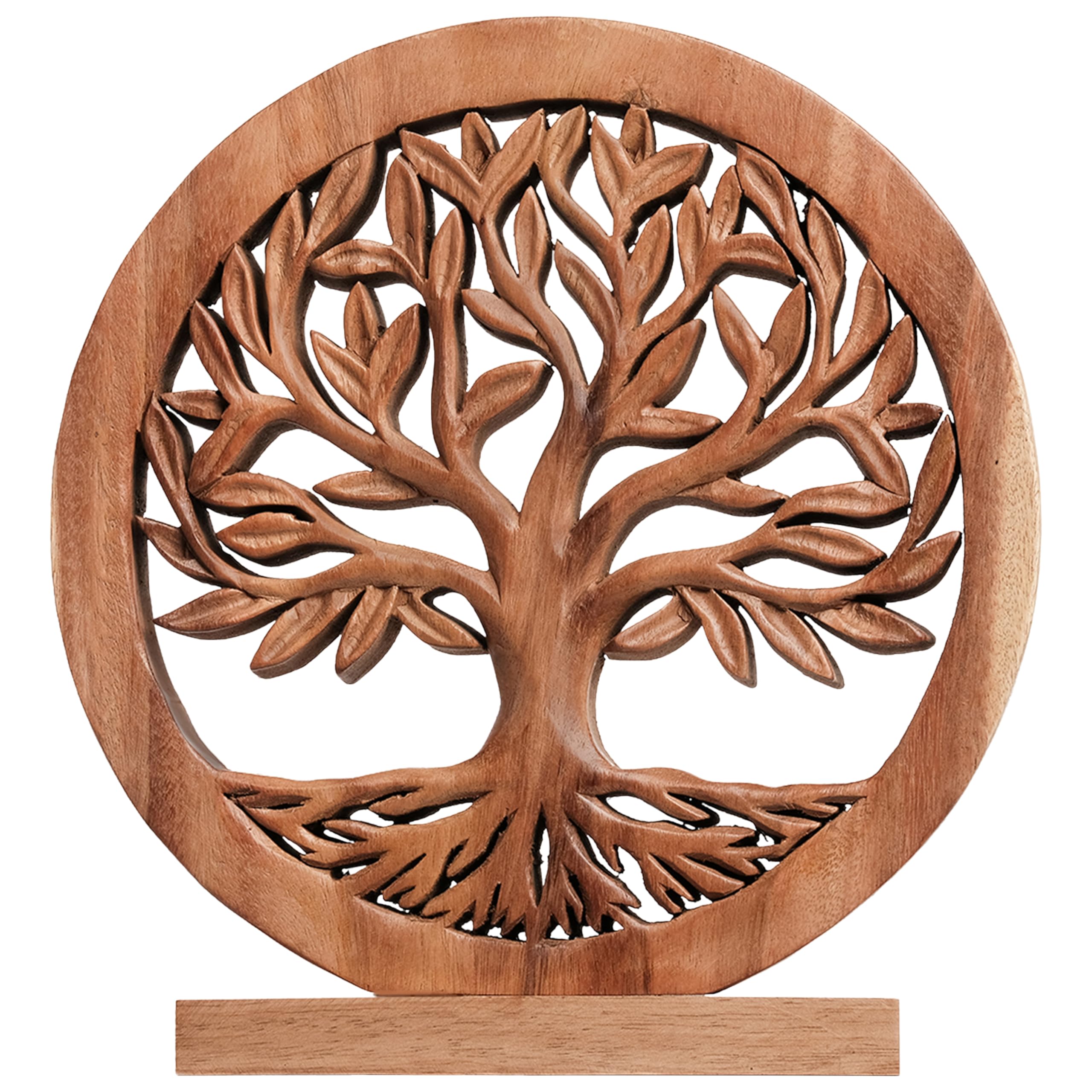 Sacred Roots – Hand-Carved Tree of Life Wooden Sculpture(Large), Artistic Home Décor, Gift for Mom