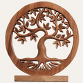 Oak Serenity – Hand Carved Tree of Life Wooden Sculpture(Large), Handmade Farmhouse Décor, Gift for Mom