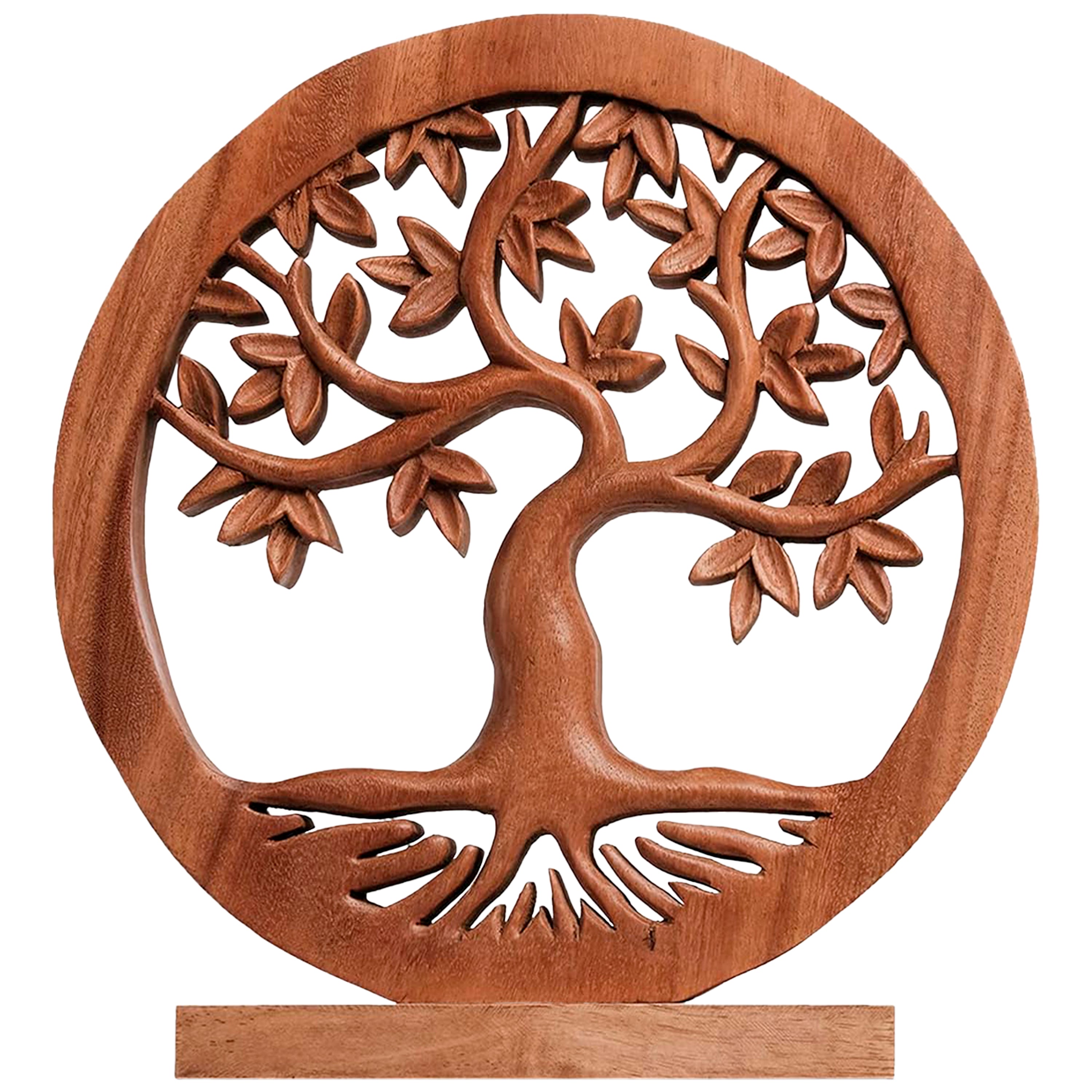 Oak Serenity – Hand Carved Tree of Life Wooden Sculpture(Large), Handmade Farmhouse Décor, Gift for Mom