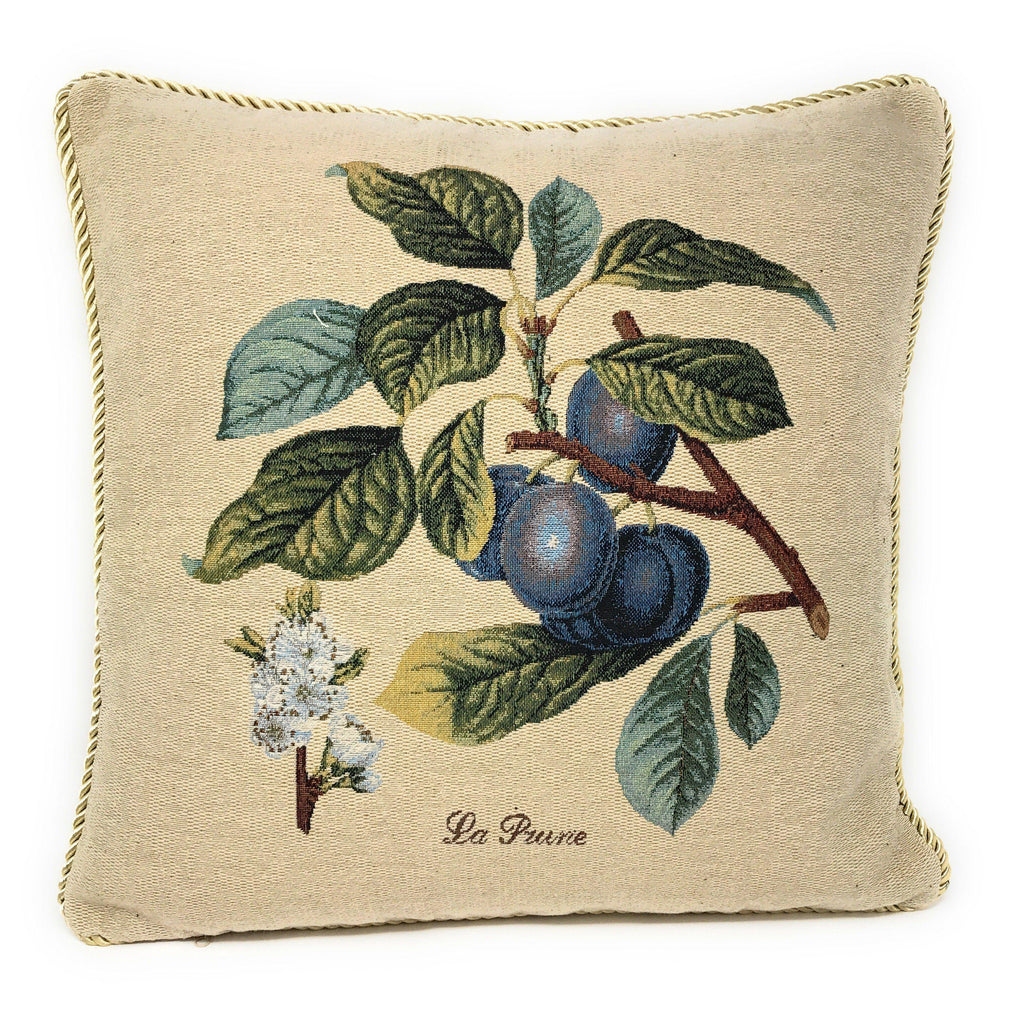DaDa Bedding Set of 2-Pieces Sugar Plum Fruits Garden Tapestry Throw Pillow Covers w/ Inserts, 18" x 18"