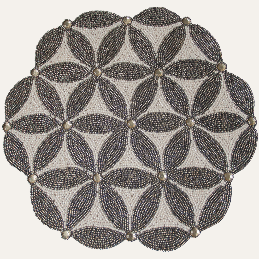 The Naughton Beaded Placemats – Luxurious Decorative Dining Table Décor 14 inch