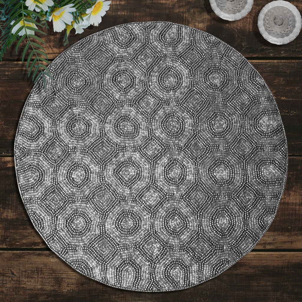 Adella Bloom Beaded Placemats - Decorative Dining Table Décor 14 inch