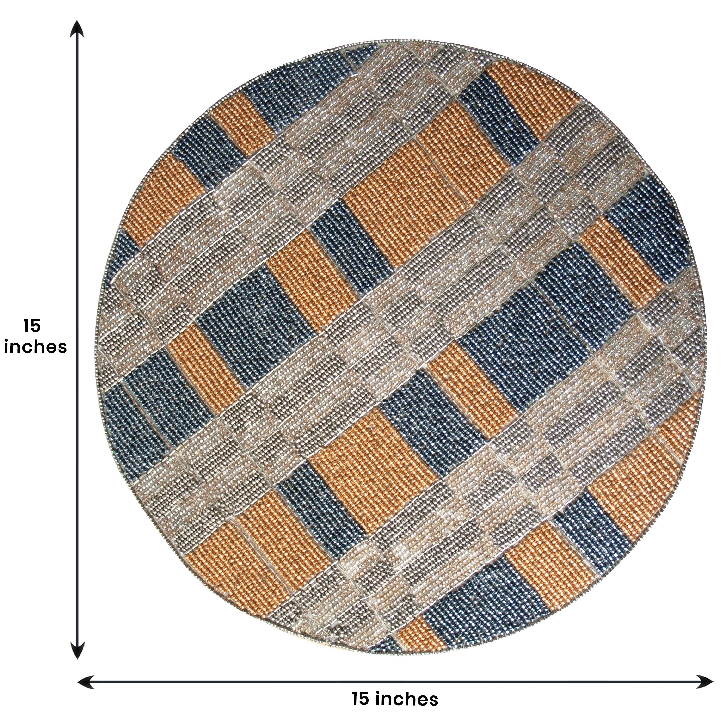 Luna Crest – Elegant Beaded Placemats, Luxurious Decorative Dining Table Décor 14 inch