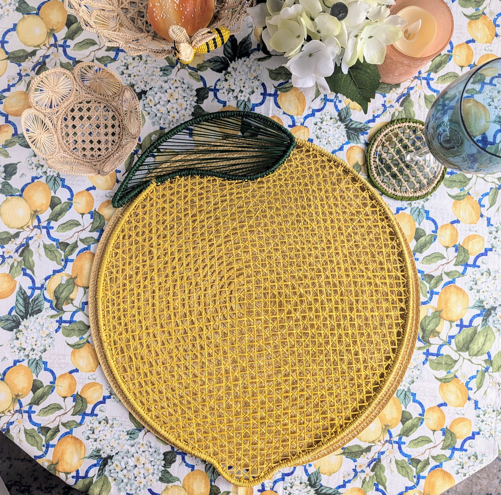 Lemon Handwoven Iraca Placemat