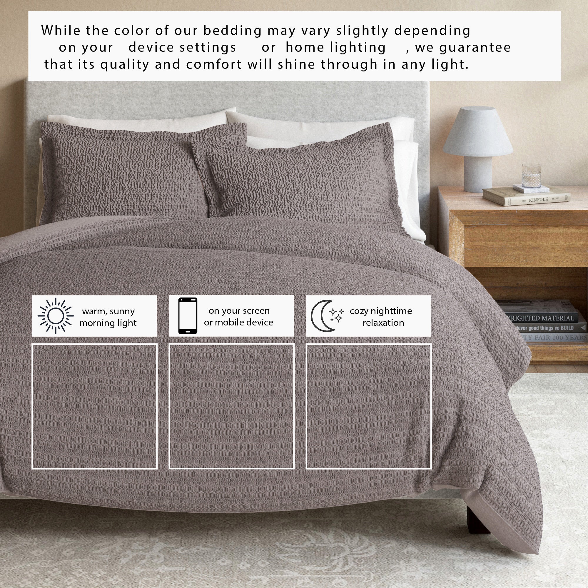 100% Cotton Honeycomb Waffle Duvet Set - Mattea Collection