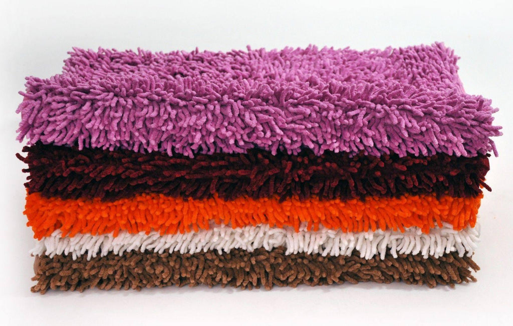 DaDa Bedding Coffee Brown Shaggy Soft Chenille Noodle Carpet Rug Bath Mat