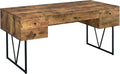 Rustic 63 Inch Writing Desk with Four Storage Drawers