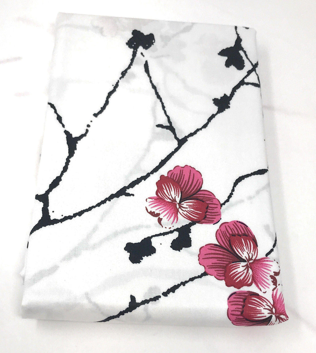 DaDa Bedding Floral Cherry Blossoms Red Purple Fitted Sheet & Pillow Cases Set (FTS8318)