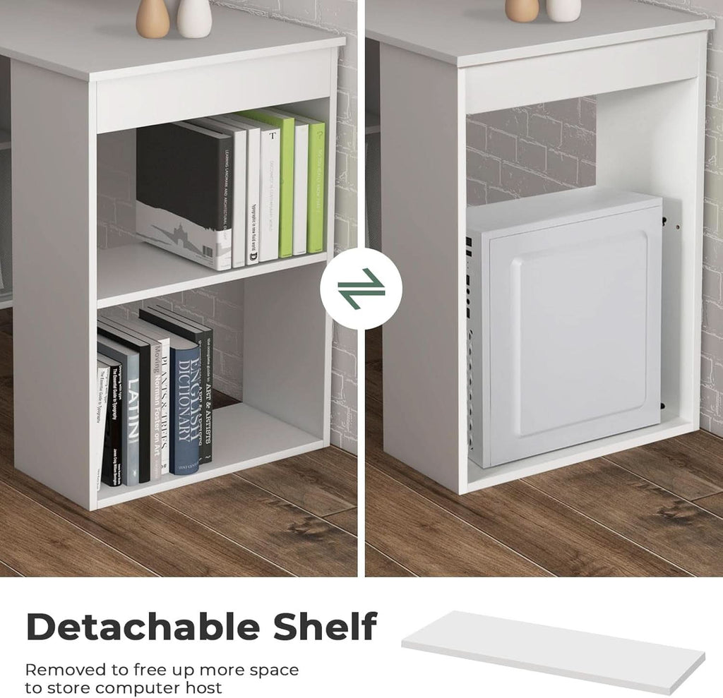 Space-Saving 48 Inch Computer Desk with Bookshelf