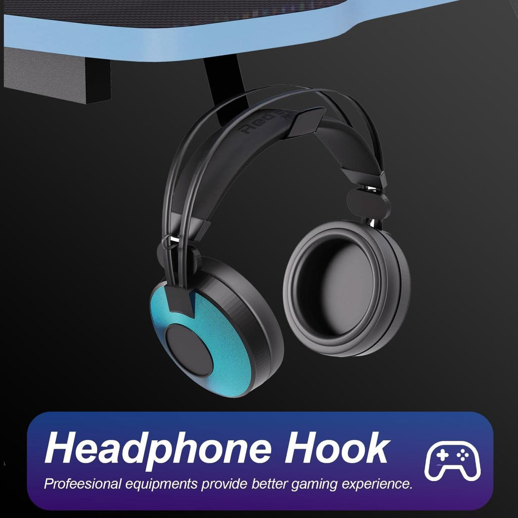 Spacious 39 Inch Ergonomic Gaming Desk With Headphone Hook