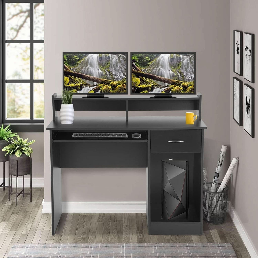 Stylish Office Desk with Drawers and Keyboard Tray