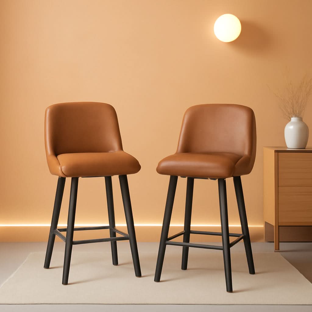 26 Inch Whiskey Brown Bar Stools Set Of 2 For Kitchen Island