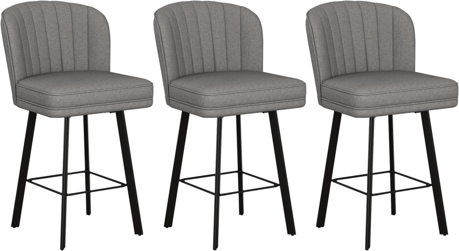 26 Counter Height Bar Stools Set Of 3 Gray Faux Leather