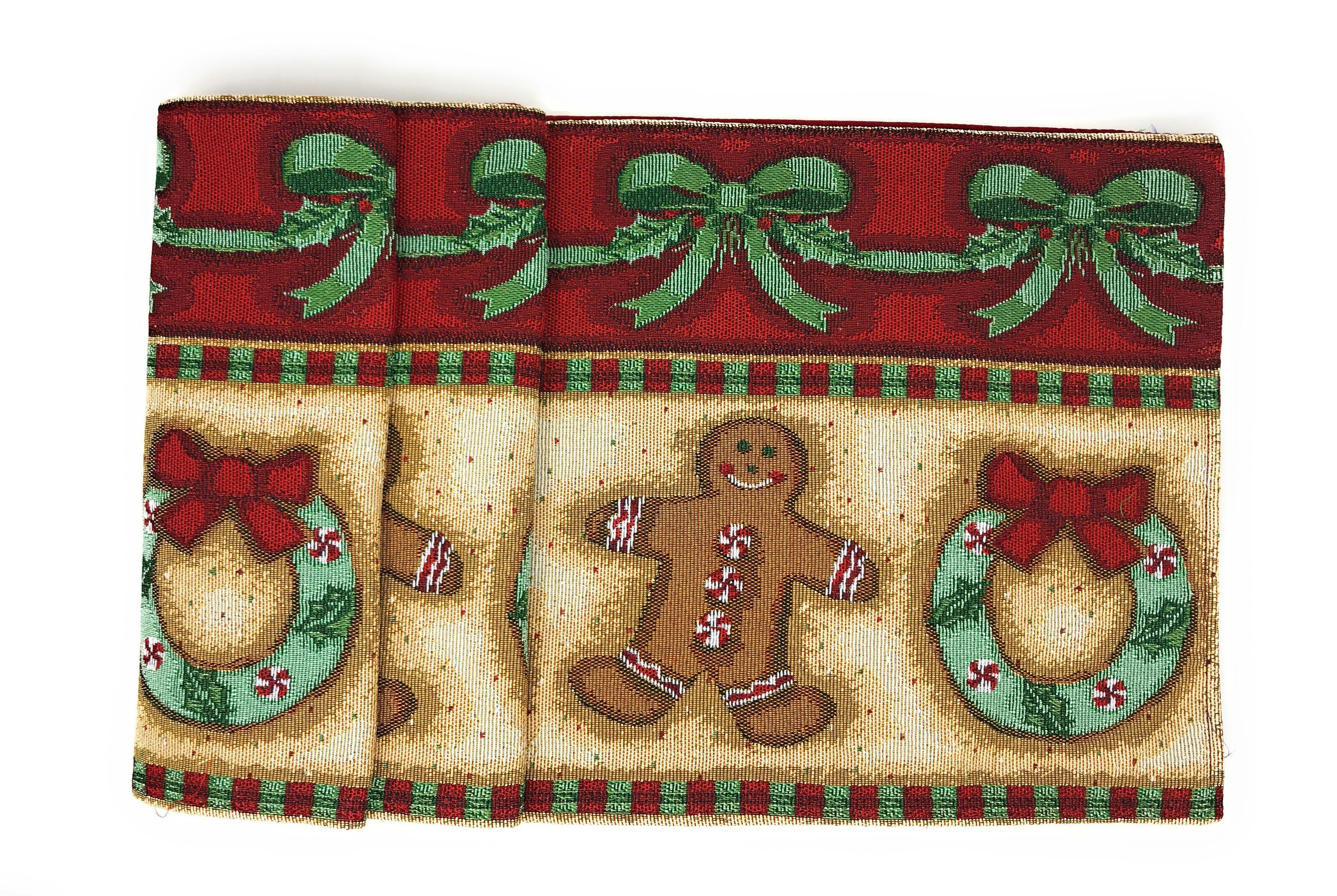 DaDa Bedding Set of 8 Pieces Gingerbread Sweets Holiday Table Tapestry - 4 Placemats, 2 Table Runners, 2 Throw Pillow Covers (12917)