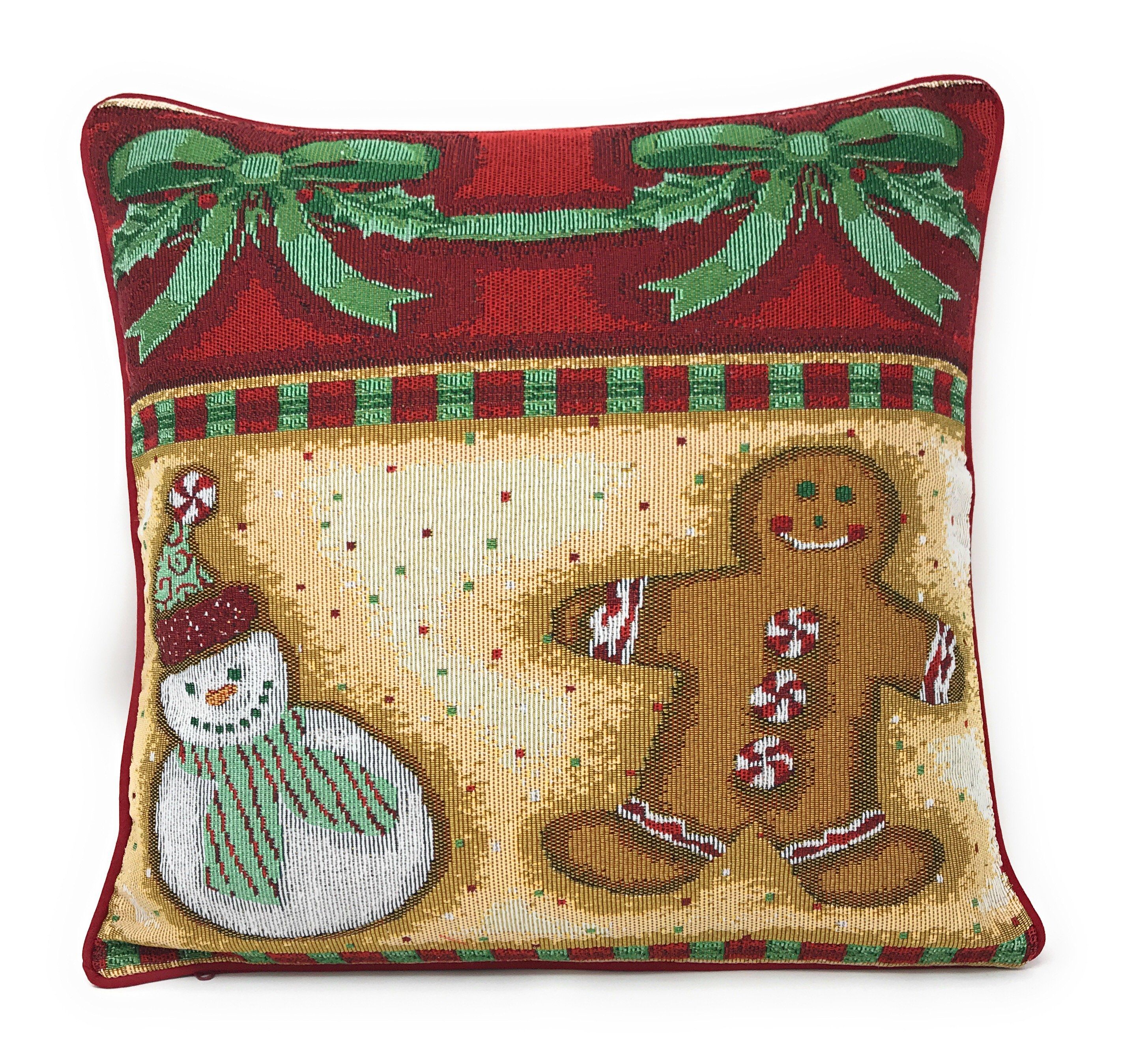 DaDa Bedding Set of 8 Pieces Gingerbread Sweets Holiday Table Tapestry - 4 Placemats, 2 Table Runners, 2 Throw Pillow Covers (12917)