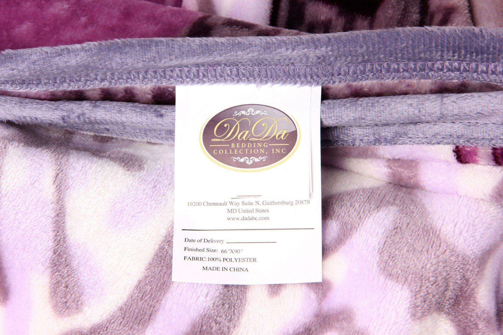 DaDa Bedding Orchid Blossoms Striped Floral Lavender Plush Fleece Flannel Throw Blanket (XY9833)