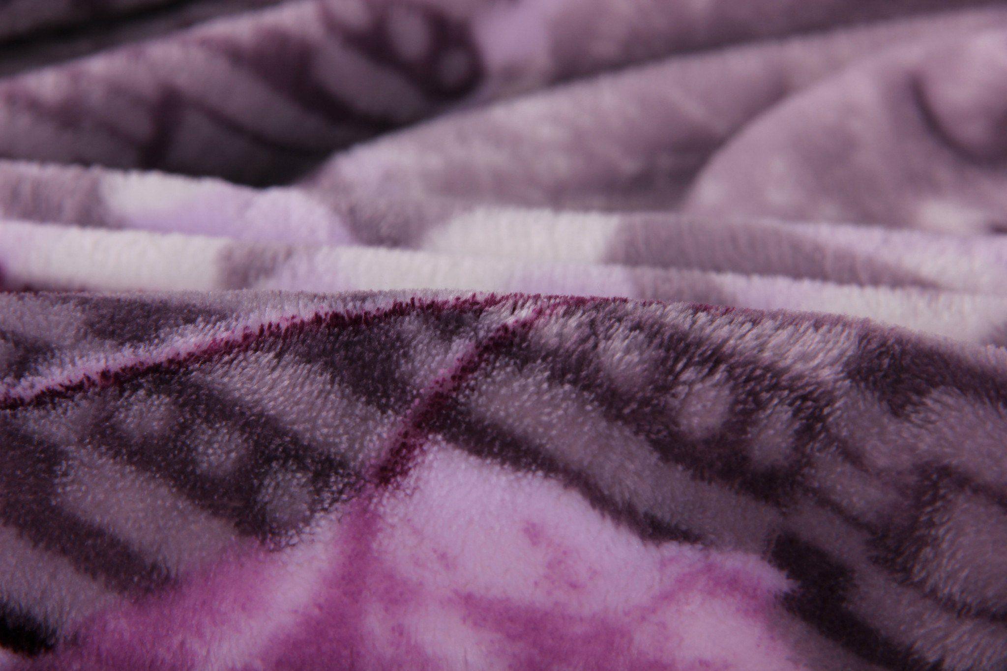 DaDa Bedding Orchid Blossoms Striped Floral Lavender Plush Fleece Flannel Throw Blanket (XY9833)