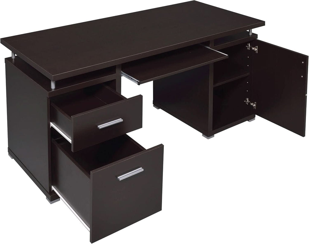 55 Inch Modern Wood Desk With 2 Drawers For Home Office