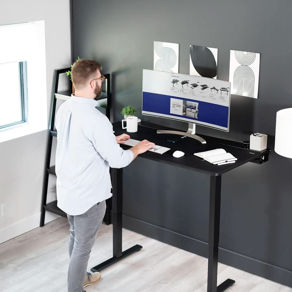 Universal 60 X 30 Inch Black Desk Top With Cable Management