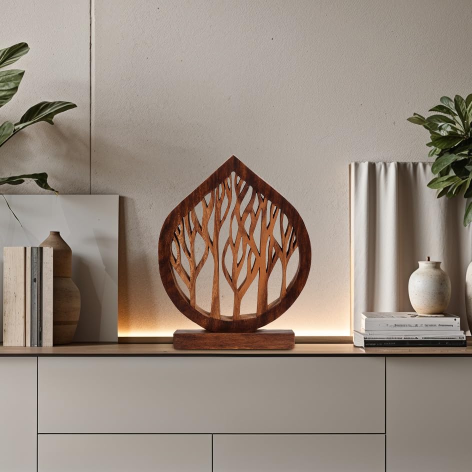 Gift for Mom Fortune Tree – Handmade Wooden Sculpture, Artistic Decorative Home Accent
