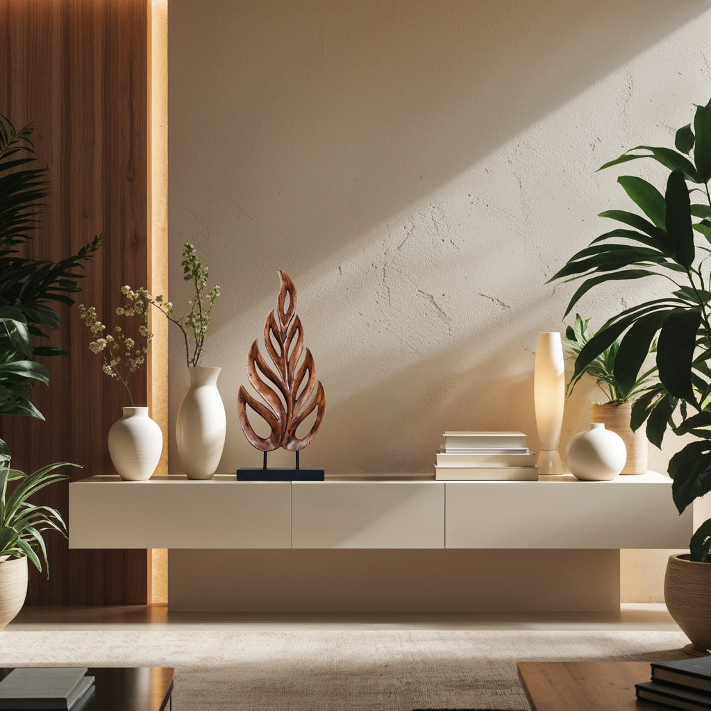 Madilyn Leaf – Hand-Carved Wooden Sculpture, Artistic Home Décor