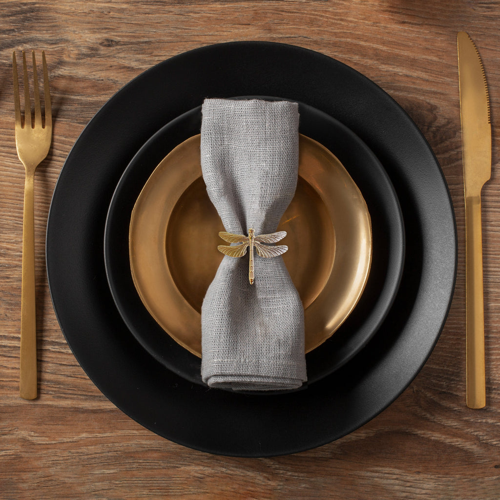 Golden Wings – Napkin Rings in Gold Dragon Fly Design, Elegant Decorative Dining Table Décor