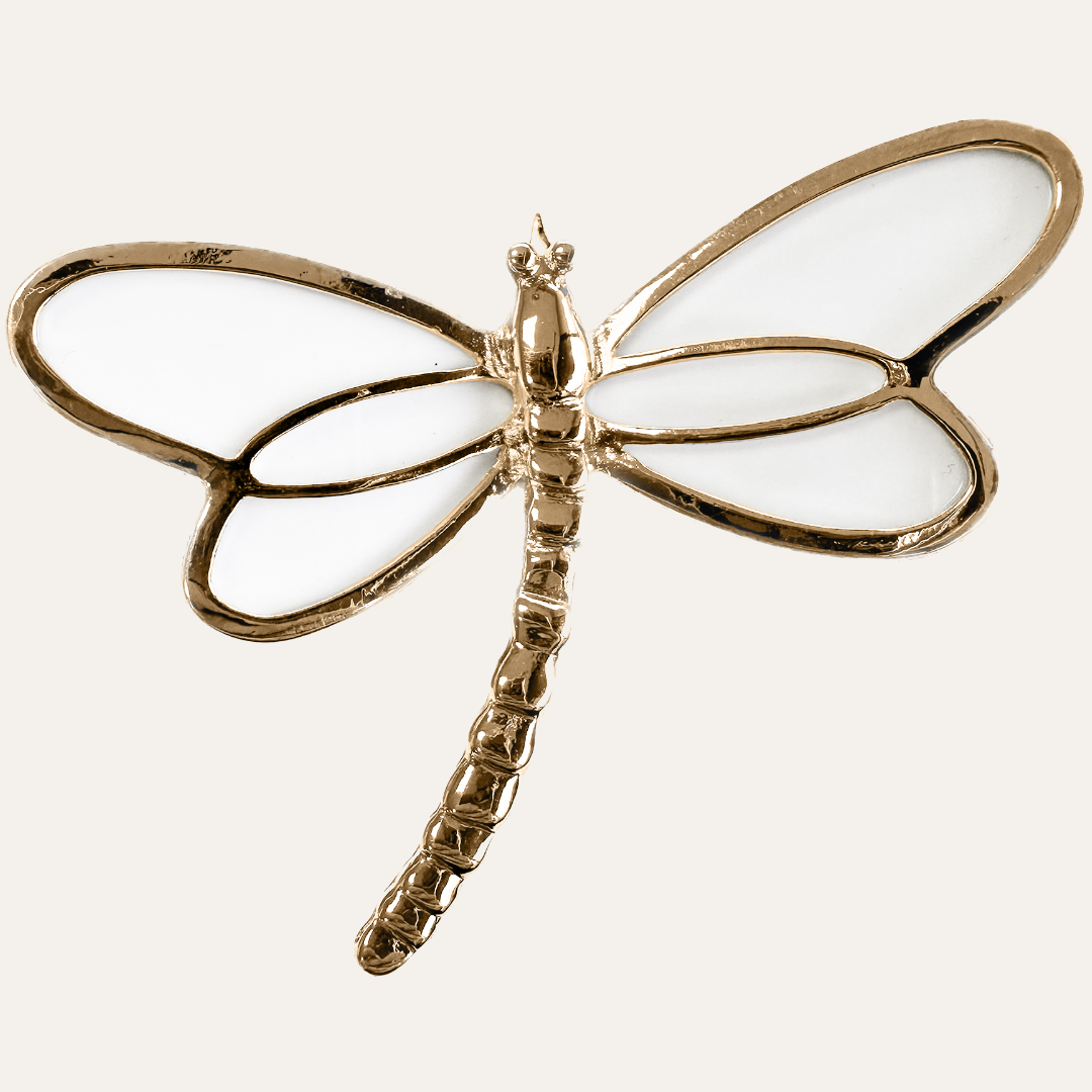 Ivory Flight – Napkin Rings in Gold White Dragon Fly Design, Artistic Decorative Dining Table Accent